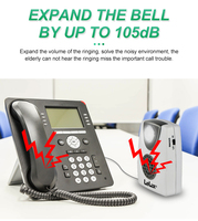 Amplificateur de sonnerie de téléphone super puissant 105 dB avec lumière clignotante pour les alertes d'appels et de messages