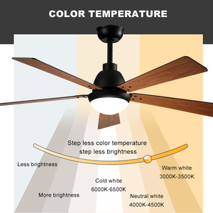 52inch điều khiển từ xa 5 lưỡi gỗ Led trần người hâm mộ phòng ăn im lặng trong nhà quạt trần với ánh sáng - Product Image 5
