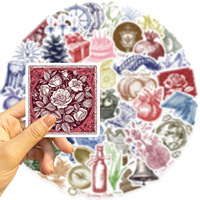 50 Pegatinas de Sellos Vintage de Dibujos Animados Personalizadas, Calcomanías de Vinilo Originales a Prueba de Agua para Cuadernos, Maletas y Regalos