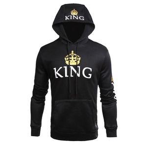 Sudaderas con capucha de sport para parejas, estampado de letras <span class=keywords><strong>King</strong></span> y Queen - Product Image 2