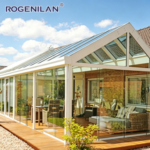 Rogenilan personnalisé toit incliné moderne en aluminium stratifié véranda pour villa arrière-cour pergola <span class=keywords><strong>maison</strong></span> en verre - Product Image 1