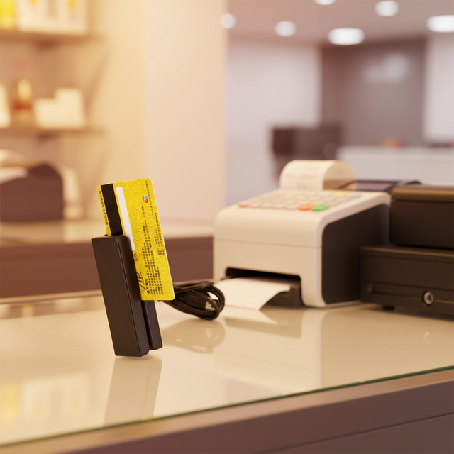 High-Speed USB Bi-directional Swipe 3-Track Magnetic Card Reader (ABS Plastic) ISO7811 Standard for Retail Banking Security