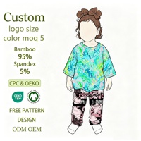 Ensembles de vêtements tendance pour enfants, doux pour la peau, personnalisables, manches longues et pantalons en bambou et élasthanne, costumes pour filles