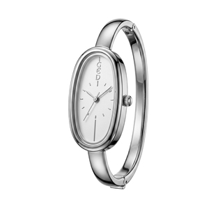Bracelet-montre vintage ovale ouvert pour femme, design bracelet doré, échelle simple - Product Image 4