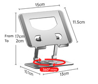 Support de tablette portable ergonomique, pliable, réglable, rotatif à 360°, en aluminium, pour bureau
