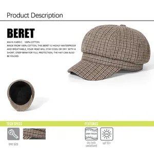 Winter-Beret Herren Baumwolle flacher Ivy Gatsby Newsboy Fahren Bäcker Jungen-Hüte achteckige Mütze Herringbone gestreifter Hut