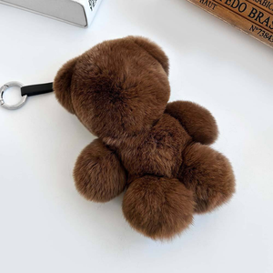 Lindo Llavero de Piel de Conejo Auténtica con Forma de Oso para <span class=keywords><strong>Mujer</strong></span>, Colgante Decorativo para <span class=keywords><strong>Bolsos</strong></span> y Llaves de Coche, Joyería, Adornos para <span class=keywords><strong>Bolsos</strong></span>, Accesorios, Regalos - Product Image 6