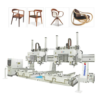 Centre d'usinage CNC 5 axes simultané pour meubles en bois massif, double table pour la production de cadres de canapés en bois et de dossiers de chaises courbes