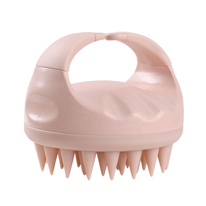 Stimulating <b>Scalp</b> <b>Brush</b> Shampoo <b>Brush</b> Biodegradable Wheat Straw Soft Silicone Teeth <b>Scalp</b> Massager - Product Image 2