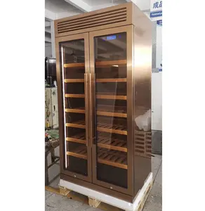 > 300 Bottle Compressor Rose Gold Stainless Steel Wine Suitcase Wine Cooler Refrigerator