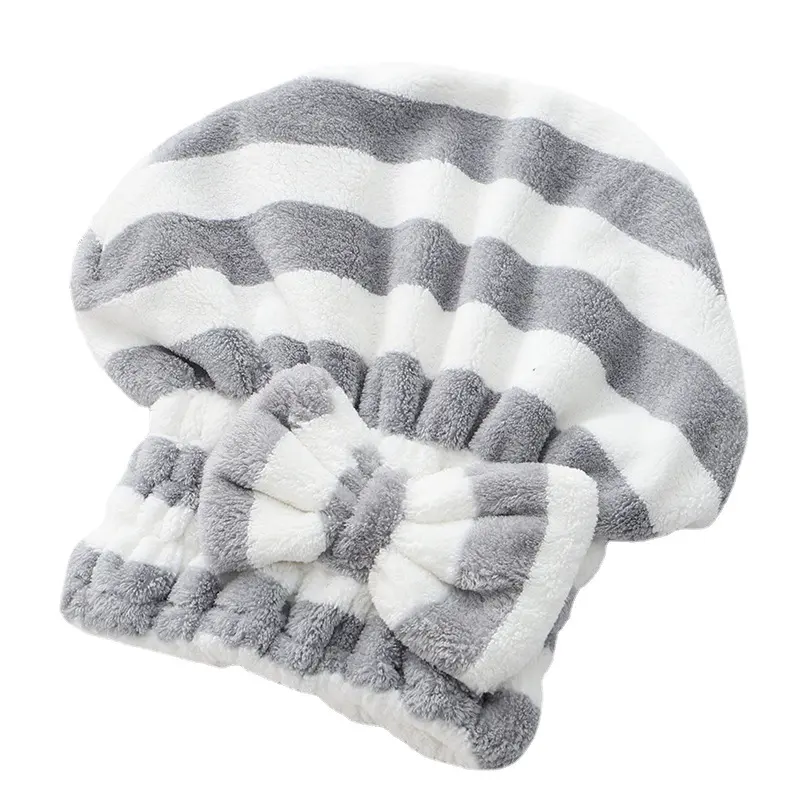 Microfiber Hair Towel Wrap Home Bathroom Shower Absorbent Quick-Drying Long Curly Striped Printed Dry Hair Towel