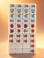 Tuiles de Mahjong Américain de Luxe en Acrylique Gravé, Motif Floral Rétro, Dos en Coquille d'Ormeau Artistique, 166 Tuiles, pour Décoration Intérieure et Divertissement