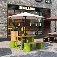 Lait rouge thé boutique café Table à manger extérieure cour municipale chaise carrée combinaison pour balcon banc filet Tables d'extérieur