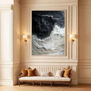 Luxury Ocean Wave Art 3D Textured Finish Canvas Acrylic <b>Large</b> Abstract Wall Art Hand Painted Interior Design Decoration - Product Image 2