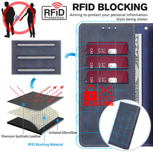 Funda de teléfono para VIVO X90, <span class=keywords><strong>X80</strong></span>, X70, X60, X50E Pro Plus, función RFID, funda trasera de cuero con tapa, billetera - Product Image 4