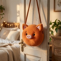 Porte-monnaie en peluche cochon orange Kawaii, pochette mignonne et moelleuse en forme de tête de cochon avec dragonne, porte-clés en peluche doux, breloque de sac, cadeau personnalisé