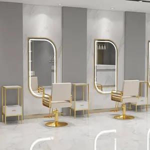2024 JIYOU Barbershop grand miroir <span class=keywords><strong>filet</strong></span> <span class=keywords><strong>de</strong></span> <span class=keywords><strong>coiffeur</strong></span> rouge miroir suspendu raccord tenture murale miroir pleine longueur - Product Image 5