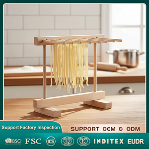 Stendipasta <span class=keywords><strong>in</strong></span> Legno di Faggio Massiccio Stile Nordico Minimalista, Supporto da Banco Stabile <span class=keywords><strong>a</strong></span> Più Aste per Spaghetti e Pasta Fresca Fatta <span class=keywords><strong>in</strong></span> <span class=keywords><strong>Casa</strong></span> - Product Image 1