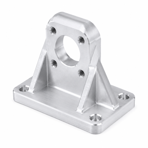 Support d'angle en L en aluminium et acier inoxydable pour vérin pneumatique, avec plaque de base à bride ISO, anodisé - Product Image 1