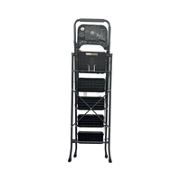 Échelle pliable en acier robuste avec plateau à outils, 5 marches, noire, antidérapante, en plastique, pour usage extérieur et salle de bain – Sélection sur mesure