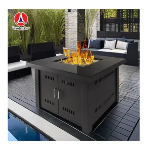 Meja Patio Luar Ruangan Paling Populer dengan Fire Pit Square Fire Pit Meja Gas