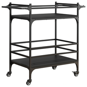 Carrello da Cucina in Legno Ingegnerizzato Nero 32.3x15.7x30.9 Pollici con 2 Ripiani, Design Moderno - Product Image 1