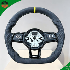 Volant en cuir pour Volkswagen, pour VW <span class=keywords><strong>Golf</strong></span> 6 <span class=keywords><strong>7</strong></span> Gtd Tdi R vw up Amarok Eos Transporter T-roc Beetle Polo <span class=keywords><strong>Gt</strong></span> tiguan R <span class=keywords><strong>Line</strong></span> - Product Image 3