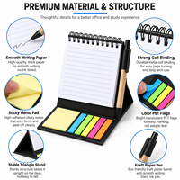 Bloc-notes pliable pour bureau debout avec notes adhésives et stylo, 5 marque-pages colorés, logo personnalisé, pour étude et bureau