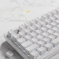Clavier de jeu mécanique monobloc en aluminium blanc pur gravé sur le côté, interface USB, touches multimédias rétroéclairées, kit personnalisé