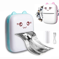 Printer Stiker Mini, Printer Thermal Portabel dengan 7 Gulungan Kertas, Printer Pintar Tanpa Tinta Bluetooth Kompatibel dengan IOS & Android