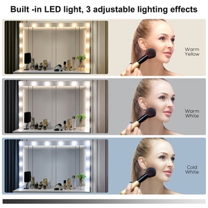Table de Toilette Coiffeuse Moderne Luxe Grande Blanche en Bois et Verre avec Miroir Éclairé LED et Tiroirs pour <span class=keywords><strong>Chambre</strong></span> - Product Image 4