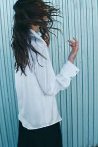 KP & ZA estiva abbigliamento Casual da donna nuovo stile europeo americano <span class=keywords><strong>camicia</strong></span> a maniche lunghe appesa in raso di <span class=keywords><strong>seta</strong></span> Versatile - Product Image 2