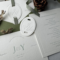 Tarjeta de Felicitación Vintage con Impresión Tipográfica y Estampado Dorado en Relieve, Invitación de Boda, Opción de Logotipo Personalizado, Papel de Algodón para Bodas