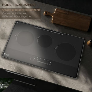 Table de cuisson plate 3 brûleurs hybride infrarouge et induction, cuisinière à induction encastrable intelligente - Product Image 1