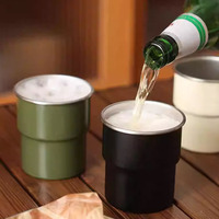 Mug de voyage en acier inoxydable 304 finition mate avec couvercle, antidérapant, facile à saisir, compatible porte-gobelets, pour café et bière, pour la maison et le bureau