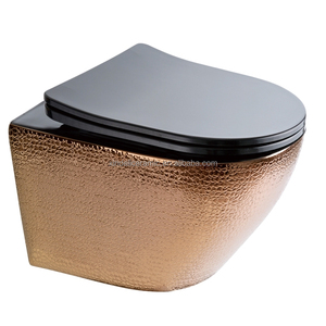 <span class=keywords><strong>Toilette</strong></span> murale en céramique or <span class=keywords><strong>Rose</strong></span>, facile <span class=keywords><strong>à</strong></span> nettoyer, Design peu encombrant, sans bords, pour salle <span class=keywords><strong>de</strong></span> bains, WC, fixation murale - Product Image 5
