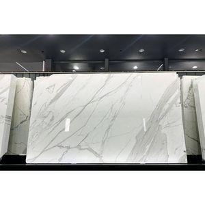 Grande dalle de marbre blanc Calacatta, imperméable, moderne, polie, pour salle à manger, entrée, escalier, intérieur, extérieur, villa, salle de bain, atelier - Product Image 2