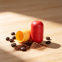 Pot en plastique en forme de capsule pour animaux de compagnie, qualité alimentaire, portable, pour café en poudre, épices, mini-récipient de rangement, logo personnalisé