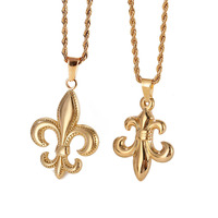 Collier Vintage avec pendentif Spartan Warrior Zeus, pendentif De la mythologie romaine grecque Medusa en acier inoxydable Pvd plaqué or avec Fleur De Lis