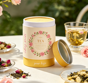 Boîte cylindrique en papier kraft écologique personnalisée avec couvercle en aluminium et doublure anti-humidité pour contenants de thé aux herbes et de café - Product Image 2