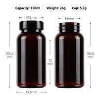 100ml 150ml Ambre Vide Médecine Bouteille PET Bouteille en Plastique pour Pharmaceutique Vitamine Capsule Supplément Pilules Emballage Bouteilles