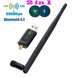 600Mbps <span class=keywords><strong>2</strong></span> trong 1 USB Bluetooth <span class=keywords><strong>Wifi</strong></span> Adapter, Dual Band USB <span class=keywords><strong>Card</strong></span> mạng không dây 600M <span class=keywords><strong>Wifi</strong></span> Dongle Receiver bt5.0 cho PC máy tính xách tay - Product Image 5