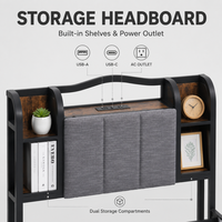 Lit en métal double de luxe moderne de haute qualité pour hôtel, avec tête de lit en métal robuste OEM et rangement intégré