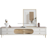 Ensemble table basse et meuble TV de luxe moderne avec pieds en bois massif et métal, convertible et extensible pour salon et hôtel