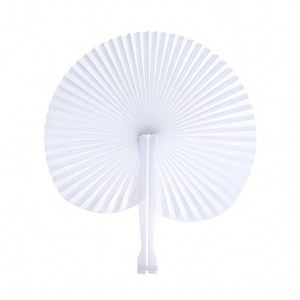 White Heart Shaped Folding Fans Activists' Paper Fans <b>Handheld</b> DIY Wedding Guests' Paper Favor Fan Bulk Party Decorative Supply - Product Image 3