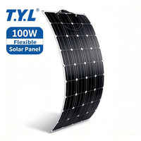 Panneau solaire flexible ETFE 100W 18V, léger et pliable pour camping‑car, bateau, caravane et systèmes hors réseau