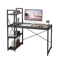 Bureau d'ordinateur moderne pliable, extensible et réglable en bois écologique avec étagère d'angle pour poste de travail à domicile