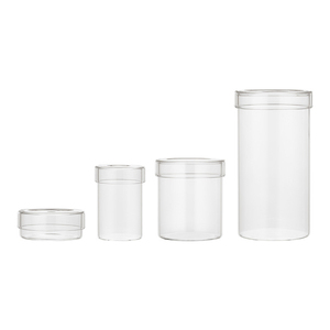 Hand Blown Cylinder Borosilicate Glass Storage Jar with Glass Lid Cover