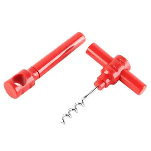 Plastic custom T type round corkscrew wine opener