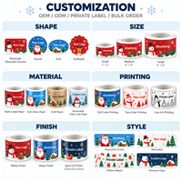 Étiquettes adhésives personnalisées imprimées pour cadeaux et artisanat, impression couleur, découpe, finition mate, rouleau d'étiquettes d'emballage de Noël